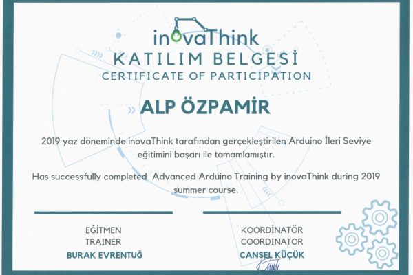 Arduino İleri Seviye Eğitimi (Inovathink, Temmuz 2019)