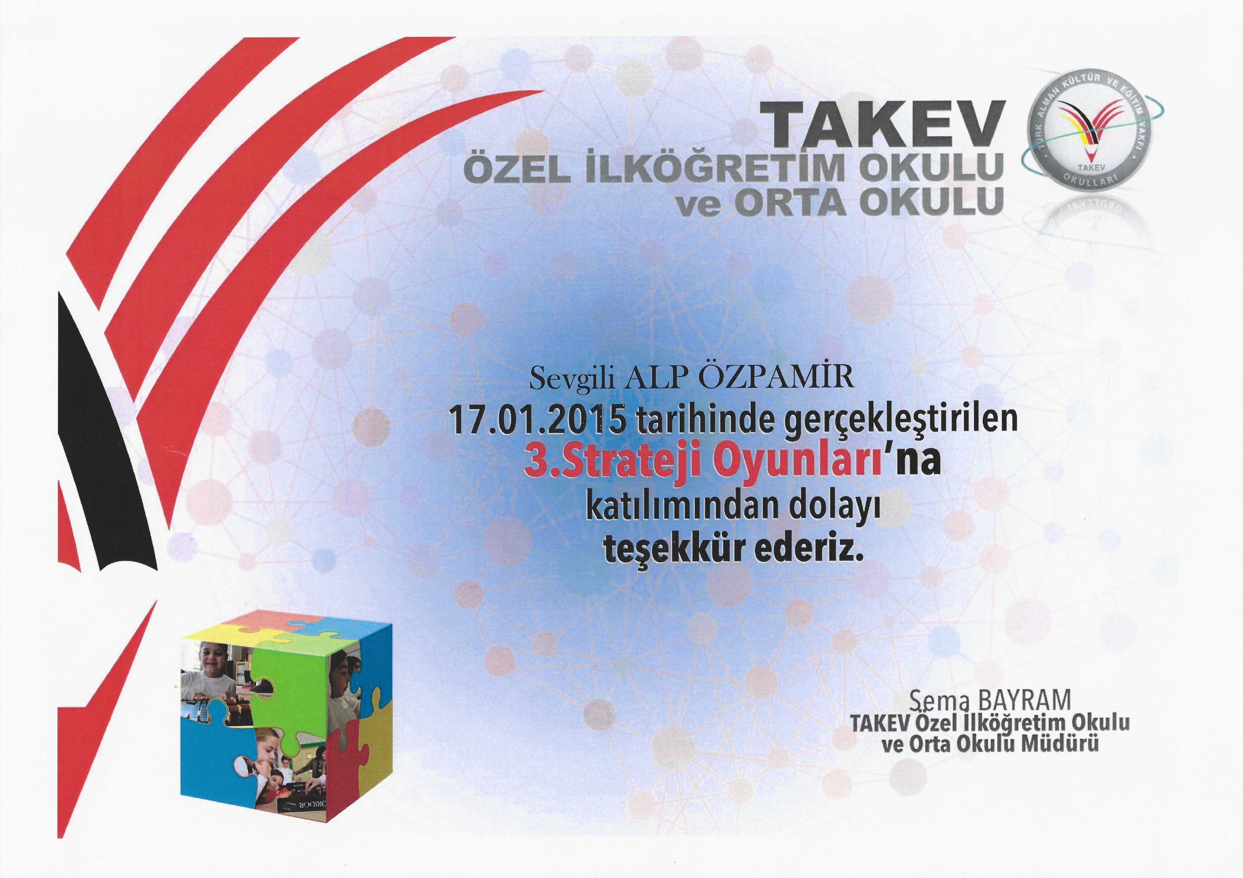 TAKEV 3. Strateji Oyunları Turnuvası - DEU 75. Yıl Okul Takımı (TAKEV, Ocak 2015)